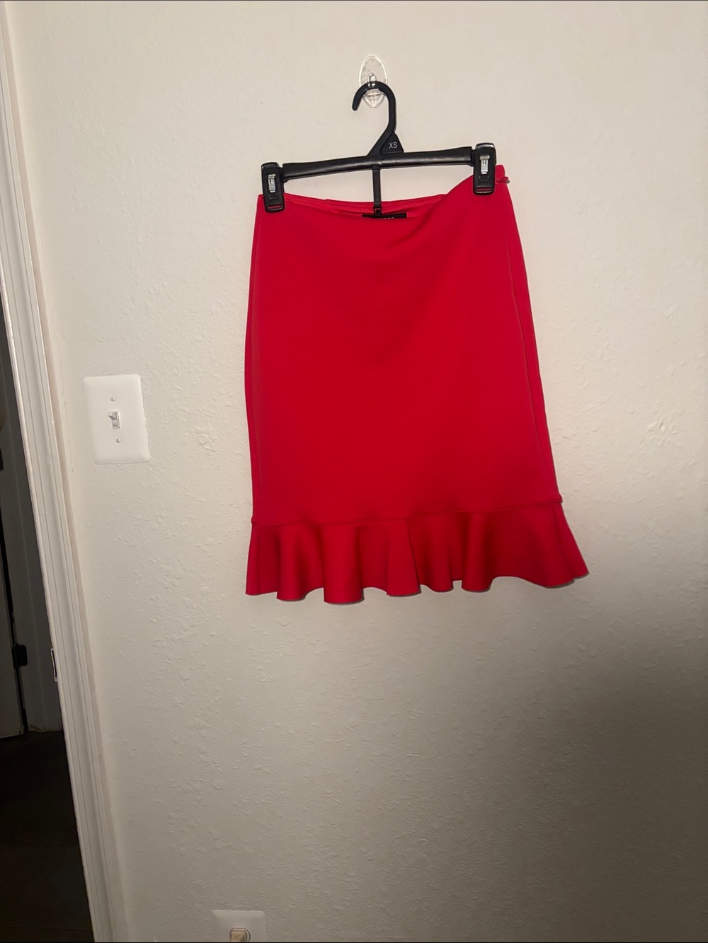 Guess Red Pencil Skirt with Ruffle Hem